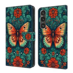 For Sony Xperia 1 IV Crystal Painted Leather Phone case(Flower Butterfly)
