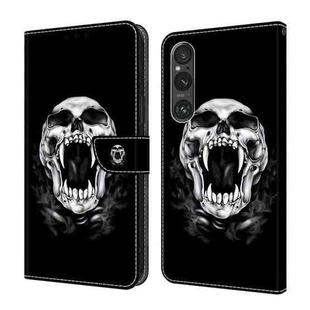 For Sony Xperia 1 IV Crystal Painted Leather Phone case(Skull)