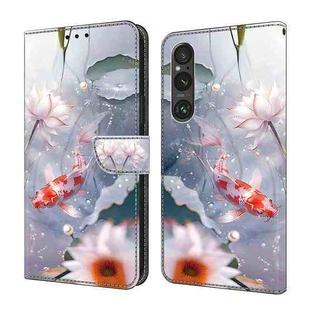 For Sony Xperia 1 V Crystal Painted Leather Phone case(Koi)