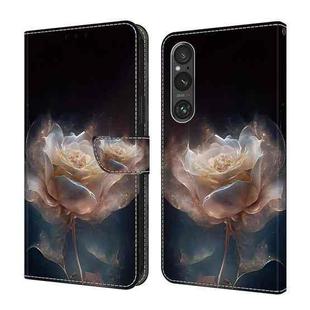 For Sony Xperia 1 V Crystal Painted Leather Phone case(Peony)