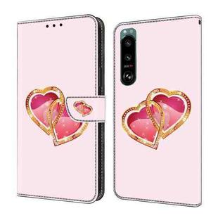 For Sony Xperia 5 IV Crystal Painted Leather Phone case(Love Peach)