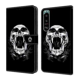 For Sony Xperia 5 IV Crystal Painted Leather Phone case(Skull)