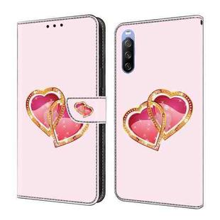 For Sony Xperia 10 III Crystal Painted Leather Phone case(Love Peach)
