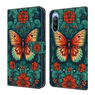 For Sony Xperia 10 IV Crystal Painted Leather Phone case(Flower Butterfly)