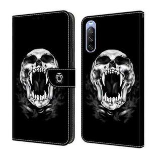 For Sony Xperia 10 IV Crystal Painted Leather Phone case(Skull)