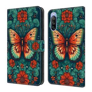 For Sony Xperia 10 V Crystal Painted Leather Phone case(Flower Butterfly)