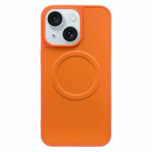 For iPhone 15 2 in 1 MagSafe Magnetic Silicone Leather Phone Case(Orange)