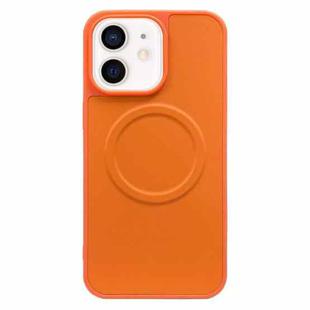 For iPhone 12 2 in 1 MagSafe Magnetic Silicone Leather Phone Case(Orange)