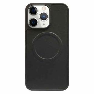 For iPhone 11 Pro Max 2 in 1 MagSafe Magnetic Silicone Leather Phone Case(Black)