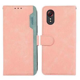 For Samsung Galaxy Xcover 7 ABEEL Color Block Magnetic RFID Leather Phone Case(Pink-Cyan)