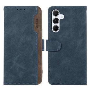 For Samsung Galaxy A35 5G ABEEL Color Block Magnetic RFID Leather Phone Case(Blue-Brown)