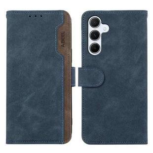 For Samsung Galaxy A34 5G ABEEL Color Block Magnetic RFID Leather Phone Case(Blue-Brown)