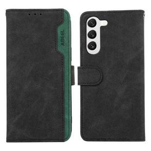 For Samsung Galaxy S23 5G ABEEL Color Block Magnetic RFID Leather Phone Case(Black-Green)