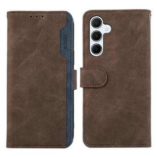 For Samsung Galaxy A14 5G ABEEL Color Block Magnetic RFID Leather Phone Case(Brown-Blue)