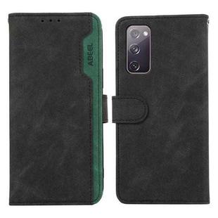 For Samsung Galaxy S20 FE ABEEL Color Block Magnetic RFID Leather Phone Case(Black-Green)