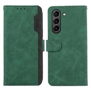 For Samsung Galaxy S21 FE 5G ABEEL Color Block Magnetic RFID Leather Phone Case(Green-Black)