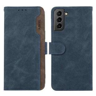 For Samsung Galaxy S21 5G ABEEL Color Block Magnetic RFID Leather Phone Case(Blue-Brown)
