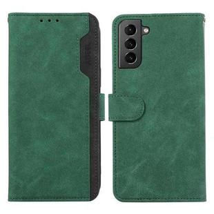 For Samsung Galaxy S21 5G ABEEL Color Block Magnetic RFID Leather Phone Case(Green-Black)