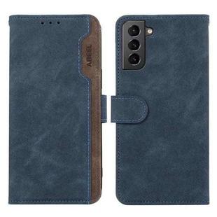 For Samsung Galaxy S21+ 5G ABEEL Color Block Magnetic RFID Leather Phone Case(Blue-Brown)