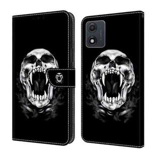 For Motorola Moto E13 Crystal Painted Leather Phone case(Skull)