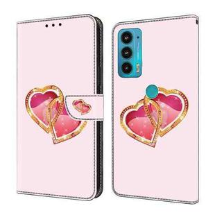 For Motorola Moto E20/E30/E40 Crystal Painted Leather Phone case(Love Peach)