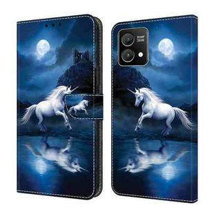 For Motorola Moto G Power 2023 Crystal Painted Leather Phone case(White Horse)