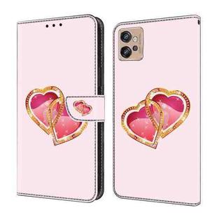 For Motorola Moto G10/G20/G30 Crystal Painted Leather Phone case(Love Peach)