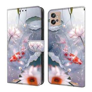 For Motorola Moto G22 Crystal Painted Leather Phone case(Koi)