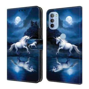 For Motorola Moto G31/G41 Crystal Painted Leather Phone case(White Horse)