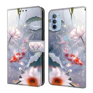 For Motorola Moto G31/G41 Crystal Painted Leather Phone case(Koi)