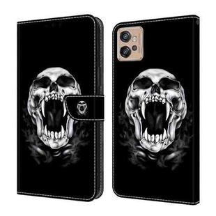 For Motorola Moto G32 Crystal Painted Leather Phone case(Skull)