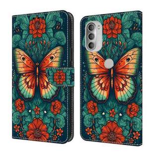 For Motorola Moto G51 5G Crystal Painted Leather Phone case(Flower Butterfly)