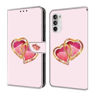 For Motorola Moto G52 4G/G82 Crystal Painted Leather Phone case(Love Peach)