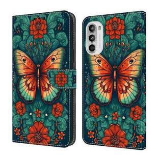 For Motorola Moto G52 4G/G82 Crystal Painted Leather Phone case(Flower Butterfly)