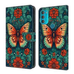 For Motorola Moto G71 5G Crystal Painted Leather Phone case(Flower Butterfly)