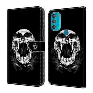 For Motorola Moto G71 5G Crystal Painted Leather Phone case(Skull)