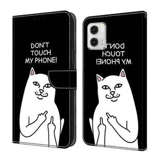 For Motorola Moto G73 Crystal Painted Leather Phone case(Dont Touch My Phone)