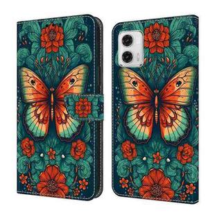 For Motorola Moto G73 Crystal Painted Leather Phone case(Flower Butterfly)