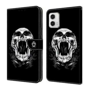 For Motorola Moto G73 Crystal Painted Leather Phone case(Skull)