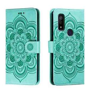 For Fujitsu Arrows We F-51B Sun Mandala Embossing Pattern Phone Leather Case(Green)