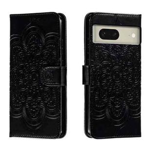 For Google Pixel 8 Sun Mandala Embossing Pattern Phone Leather Case(Black)