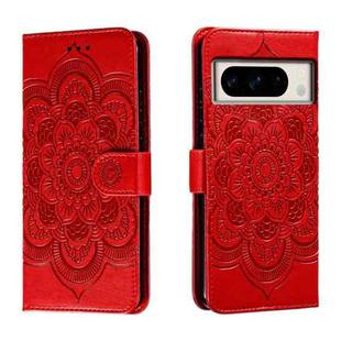 For Google Pixel 8 Pro Sun Mandala Embossing Pattern Phone Leather Case(Red)