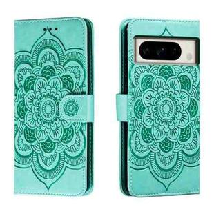 For Google Pixel 8 Pro Sun Mandala Embossing Pattern Phone Leather Case(Green)