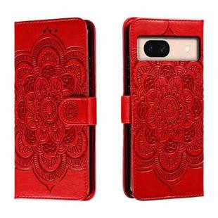 For Google Pixel 8A Sun Mandala Embossing Pattern Phone Leather Case(Red)