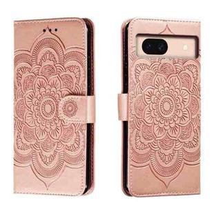 For Google Pixel 8A Sun Mandala Embossing Pattern Phone Leather Case(Rose Gold)