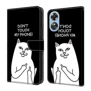 For OPPO A17 Crystal Painted Leather Phone case(Dont Touch My Phone)