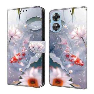 For OPPO A17 Crystal Painted Leather Phone case(Koi)