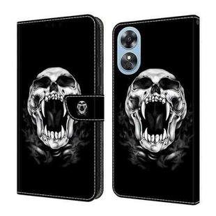 For OPPO A17 Crystal Painted Leather Phone case(Skull)