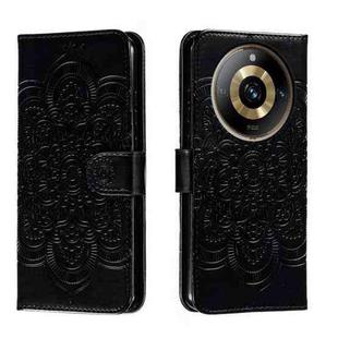 For Realme 11 Pro Sun Mandala Embossing Pattern Phone Leather Case(Black)