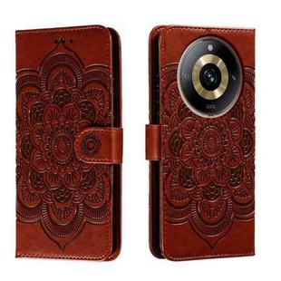 For Realme 11 Pro Sun Mandala Embossing Pattern Phone Leather Case(Brown)